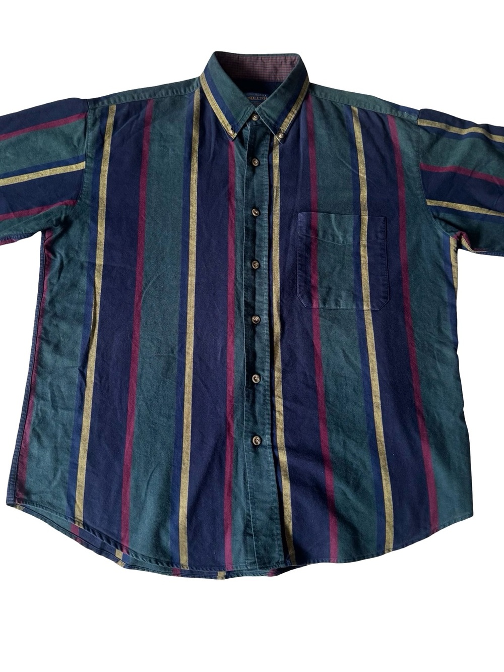VTG Pendleton Men's Striped Cotton Short Sleeve Button-Down Shirt 90s Size L